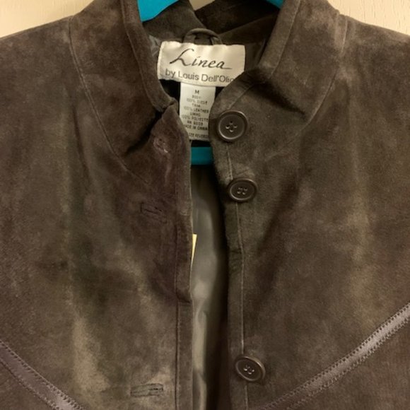 Linea by Louis Dell'Olio Size M Brown Lather and Suede jacket Zip Long Sleeve - Picture 4 of 8